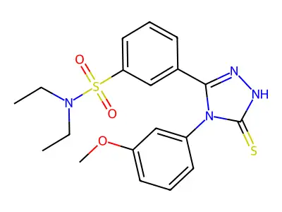 N,N-diethyl-3-[4-(3-methoxyphenyl)-5-sulfanyl-4H-1,2,4-triazol-3-yl]benzene-1-sulfonamide structure