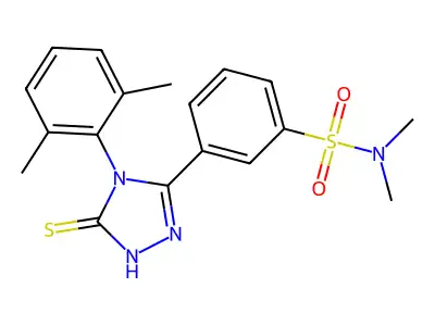 3-[4-(2,6-dimethylphenyl)-5-sulfanyl-4H-1,2,4-triazol-3-yl]-N,N-dimethylbenzene-1-sulfonamide structure