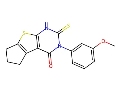 11-(3-Methoxyphenyl)-10-sulfanyl-7-thia-9,11-diazatricyclo[6.4.0.0,2,6]dodeca-1(8),2(6),9-trien-12-one structure