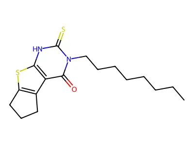 6-Mercapto-5-octyl-1,2,3,5-tetrahydro-8-thia-5,7-diaza-cyclopenta[a]inden-4-one structure