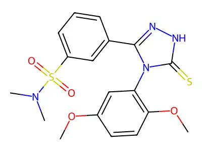 3-[4-(2,5-dimethoxyphenyl)-5-sulfanyl-4H-1,2,4-triazol-3-yl]-N,N-dimethylbenzene-1-sulfonamide structure