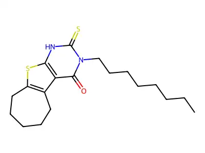 2-Mercapto-3-octyl-3,5,6,7,8,9-hexahydro-10-thia-1,3-diaza-benzo[a]azulen-4-one structure