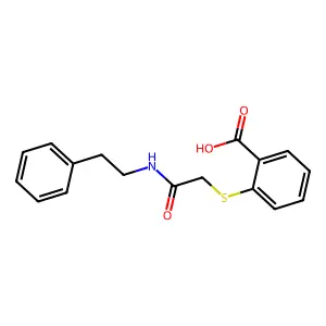 2-{[N-(2-phenylethyl)carbamoyl]methylthio}benzoic acid structure