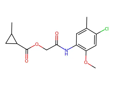 [2-(4-chloro-2-methoxy-5-methylanilino)-2-oxoethyl] 2-methylcyclopropane-1-carboxylate structure