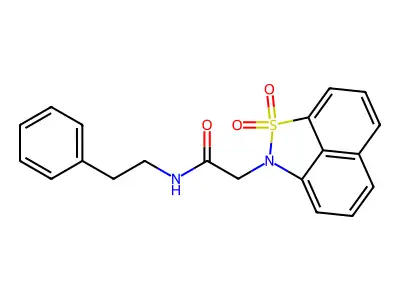 2-(2,2-dioxo-2lambda6-thia-3-azatricyclo[6.3.1.04,12]dodeca-1(11),4,6,8(12),9-pentaen-3-yl)-N-(2-phenylethyl)acetamide structure