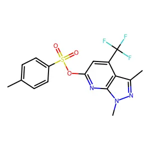 1,3-dimethyl-4-(trifluoromethyl)-1H-pyrazolo[3,4-b]pyridin-6-yl 4-methylbenzene-1-sulfonate structure
