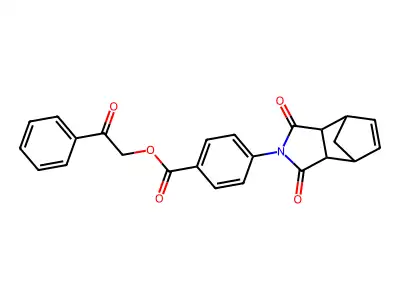 2-oxo-2-phenylethyl 4-(1,3-dioxo-1,3,3a,4,7,7a-hexahydro-2H-4,7-methanoisoindol-2-yl)benzoate structure