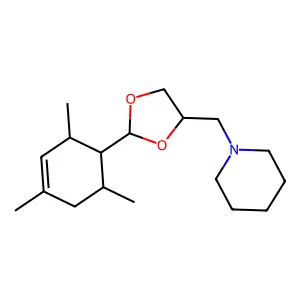 1,3-Dioxolane, 2-(2,4,6-trimethylcyclohex-3-enyl)-4-(1-piperidylmethyl)- structure
