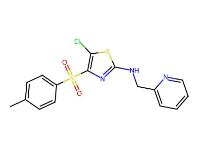 5-chloro-4-(4-methylbenzenesulfonyl)-N-[(pyridin-2-yl)methyl]-1,3-thiazol-2-amine structure
