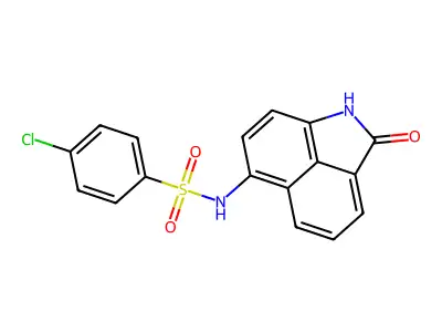 4-chloro-N-{3-oxo-2-azatricyclo[6.3.1.0,4,12]dodeca-1(12),4,6,8,10-pentaen-9-yl}benzene-1-sulfonamide structure
