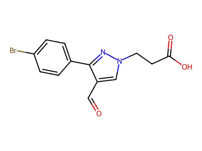 3-[3-(4-Bromophenyl)-4-formylpyrazol-1-yl]propanoic acid structure