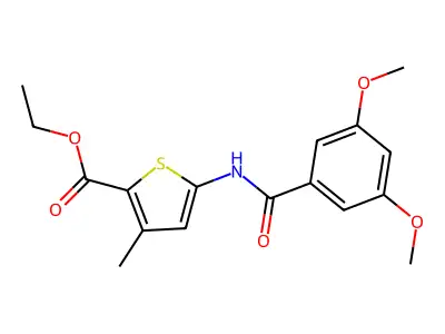 Ethyl 5-(3,5-dimethoxybenzamido)-3-methylthiophene-2-carboxylate structure