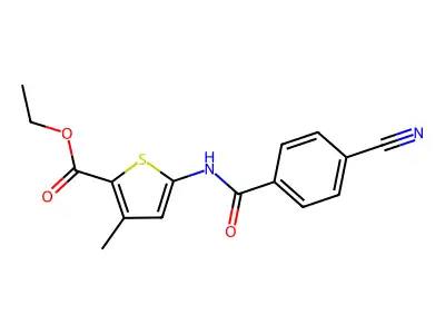 Ethyl 5-(4-cyanobenzamido)-3-methylthiophene-2-carboxylate structure