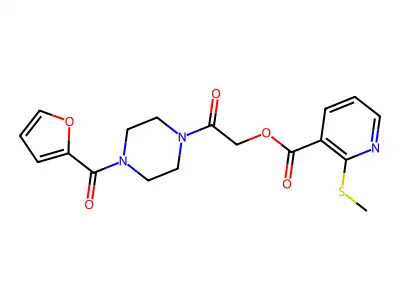 2-(4-(Furan-2-carbonyl)piperazin-1-yl)-2-oxoethyl 2-(methylthio)nicotinate structure