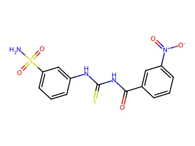 3-nitro-N-[(3-sulfamoylanilino)-sulfanylidenemethyl]benzamide structure