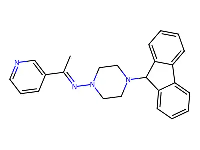 4-(9H-fluoren-9-yl)-N-[1-(3-pyridinyl)ethylidene]-1-piperazinamine structure