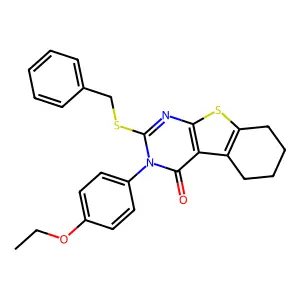 2-(benzylsulfanyl)-3-(4-ethoxyphenyl)-5,6,7,8-tetrahydro[1]benzothieno[2,3-d]pyrimidin-4(3H)-one structure