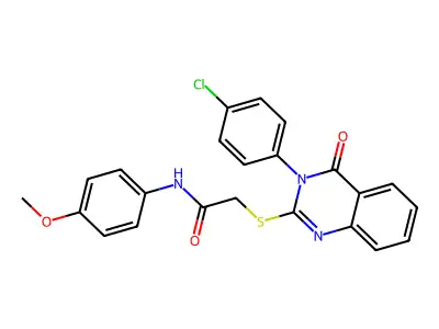 2-((3-(4-CL-PH)-4-Oxo-3,4-dihydro-2-quinazolinyl)thio)-N-(4-meo-PH)acetamide structure
