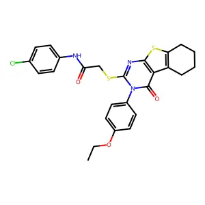 N-(4-chlorophenyl)-2-{[3-(4-ethoxyphenyl)-4-oxo-3,4,5,6,7,8-hexahydro[1]benzothieno[2,3-d]pyrimidin-2-yl]sulfanyl}acetamide structure