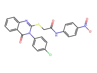 2-[3-(4-chlorophenyl)-4-oxoquinazolin-2-yl]sulfanyl-N-(4-nitrophenyl)acetamide structure