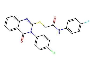 2-((3-(4-CL-PH)-4-Oxo-3,4-dihydro-2-quinazolinyl)thio)-N-(4-F-phenyl)acetamide structure