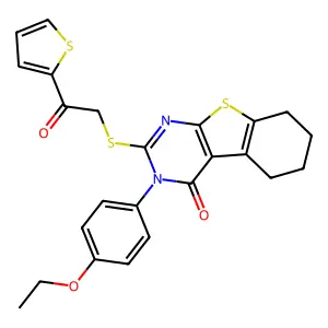 3-(4-ethoxyphenyl)-2-(2-oxo-2-thiophen-2-ylethyl)sulfanyl-5,6,7,8-tetrahydro-[1]benzothiolo[2,3-d]pyrimidin-4-one structure
