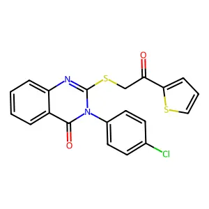 3-(4-Chlorophenyl)-2-(2-oxo-2-thiophen-2-ylethyl)sulfanylquinazolin-4-one structure