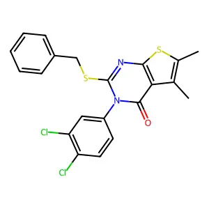 2-Benzylsulfanyl-3-(3,4-dichlorophenyl)-5,6-dimethylthieno[2,3-d]pyrimidin-4-one structure