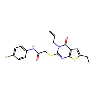 2-((3-allyl-6-ethyl-4-oxo-3,4-dihydrothieno[2,3-d]pyrimidin-2-yl)thio)-N-(4-bromophenyl)acetamide structure
