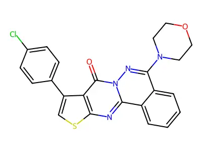 9-(4-chlorophenyl)-5-(4-morpholinyl)-8H-thieno[2',3':4,5]pyrimido[2,1-a]phthalazin-8-one structure