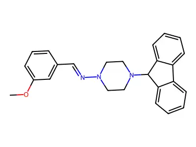 4-(9H-fluoren-9-yl)-N-(3-methoxybenzylidene)-1-piperazinamine structure