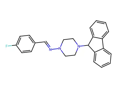 N-[4-(9H-fluoren-9-yl)piperazin-1-yl]-1-(4-fluorophenyl)methanimine structure