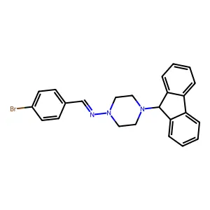 1-(4-bromophenyl)-N-[4-(9H-fluoren-9-yl)piperazin-1-yl]methanimine structure