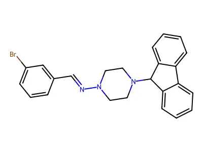 1-(3-bromophenyl)-N-[4-(9H-fluoren-9-yl)piperazin-1-yl]methanimine structure