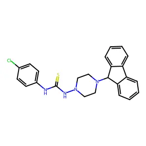 1-(4-chlorophenyl)-3-[4-(9H-fluoren-9-yl)piperazin-1-yl]thiourea structure