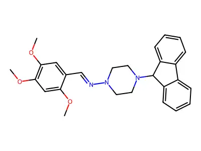 N-[4-(9H-fluoren-9-yl)piperazin-1-yl]-1-(2,4,5-trimethoxyphenyl)methanimine structure