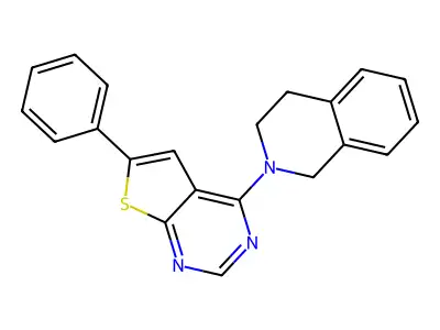 2-{6-Phenylthieno[2,3-d]pyrimidin-4-yl}-1,2,3,4-tetrahydroisoquinoline structure