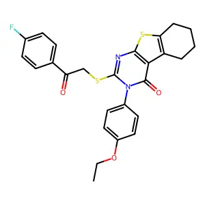 3-(4-ethoxyphenyl)-2-{[2-(4-fluorophenyl)-2-oxoethyl]sulfanyl}-5,6,7,8-tetrahydro[1]benzothieno[2,3-d]pyrimidin-4(3H)-one structure