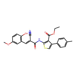 Ethyl 2-[[(Z)-2-cyano-3-(2-hydroxy-5-methoxyphenyl)prop-2-enoyl]amino]-4-(4-methylphenyl)thiophene-3-carboxylate structure