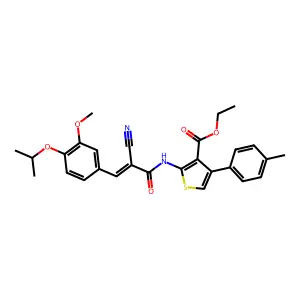 Ethyl 2-[[(Z)-2-cyano-3-(3-methoxy-4-propan-2-yloxyphenyl)prop-2-enoyl]amino]-4-(4-methylphenyl)thiophene-3-carboxylate structure