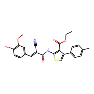 Ethyl 2-[[(Z)-2-cyano-3-(4-hydroxy-3-methoxyphenyl)prop-2-enoyl]amino]-4-(4-methylphenyl)thiophene-3-carboxylate structure