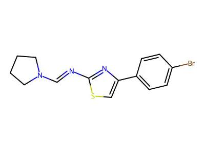 N-[4-(4-bromophenyl)-1,3-thiazol-2-yl]-1-pyrrolidin-1-ylmethanimine structure