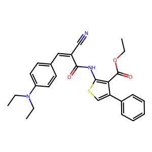 ethyl 2-({(2E)-2-cyano-3-[4-(diethylamino)phenyl]prop-2-enoyl}amino)-4-phenylthiophene-3-carboxylate structure
