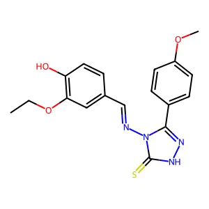 2-ethoxy-4-({[3-(4-methoxyphenyl)-5-sulfanyl-4H-1,2,4-triazol-4-yl]imino}methyl)phenol structure