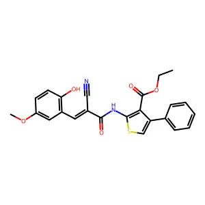 ethyl 2-[[(E)-2-cyano-3-(2-hydroxy-5-methoxyphenyl)prop-2-enoyl]amino]-4-phenylthiophene-3-carboxylate structure