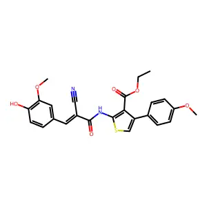 Ethyl 2-[[(Z)-2-cyano-3-(4-hydroxy-3-methoxyphenyl)prop-2-enoyl]amino]-4-(4-methoxyphenyl)thiophene-3-carboxylate structure