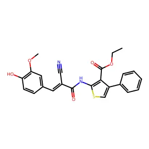 ethyl 2-[[(Z)-2-cyano-3-(4-hydroxy-3-methoxyphenyl)prop-2-enoyl]amino]-4-phenylthiophene-3-carboxylate structure