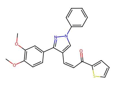 3-[3-(3,4-Dimethoxyphenyl)-1-phenylpyrazol-4-yl]-1-thiophen-2-ylprop-2-en-1-one structure