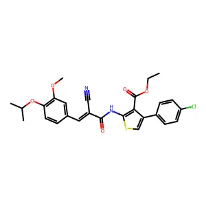 Ethyl 4-(4-chlorophenyl)-2-[[(Z)-2-cyano-3-(3-methoxy-4-propan-2-yloxyphenyl)prop-2-enoyl]amino]thiophene-3-carboxylate structure