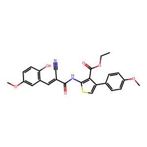 Ethyl 2-[[(Z)-2-cyano-3-(2-hydroxy-5-methoxyphenyl)prop-2-enoyl]amino]-4-(4-methoxyphenyl)thiophene-3-carboxylate structure